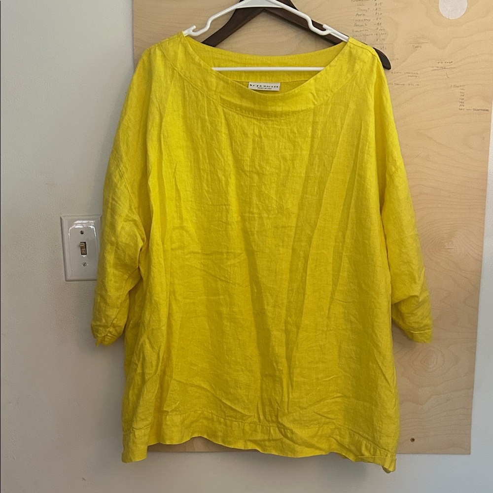 Bryn Walker neon yellow XXL boxy oversized linen tunic
